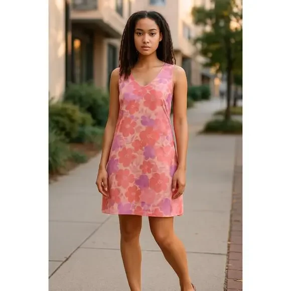 Vintage Old Navy Floral Sundress Babydoll Tea Length Pink 90s Y2K Barbiecore 10 - Picture 14 of 14